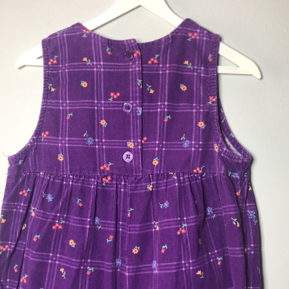 Vintage Corduroy Overalls Toddler 24 Months All Mine Purple Floral Bubble Jumper - Picture 10 of 12